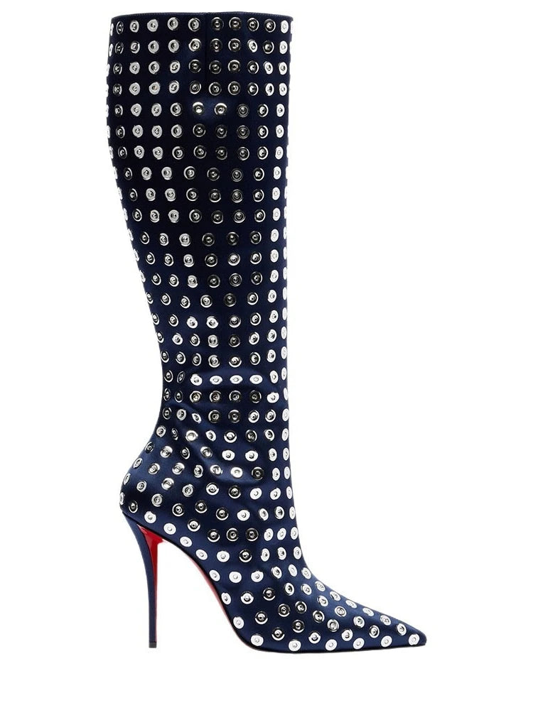European andAmerican sexy suede leopardprint pointed stagewalking shoes,women's fashion slim high heels,side zipper banquetboots
