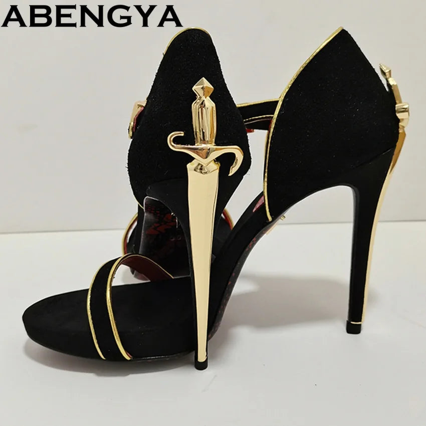2025 Super High Heels Leather Sandals Women Open Toe High Heel Party Shoes Summer Ankle Strap Women's Gladiator Sandalias Mujer