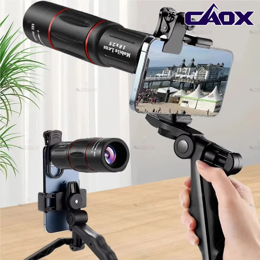 CAOX 18x25 Portable Outdoor High-Magnification Monocular Telescope, Low Light HD Telescope for Hiking, Concert, Photography