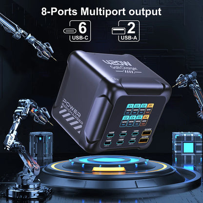 Ubigbuy 420W GaN Charger PPS PD3.1 140W USB Type C Charger Digital Display Fast Charging Station for MacBook iPhone 17 Samsung