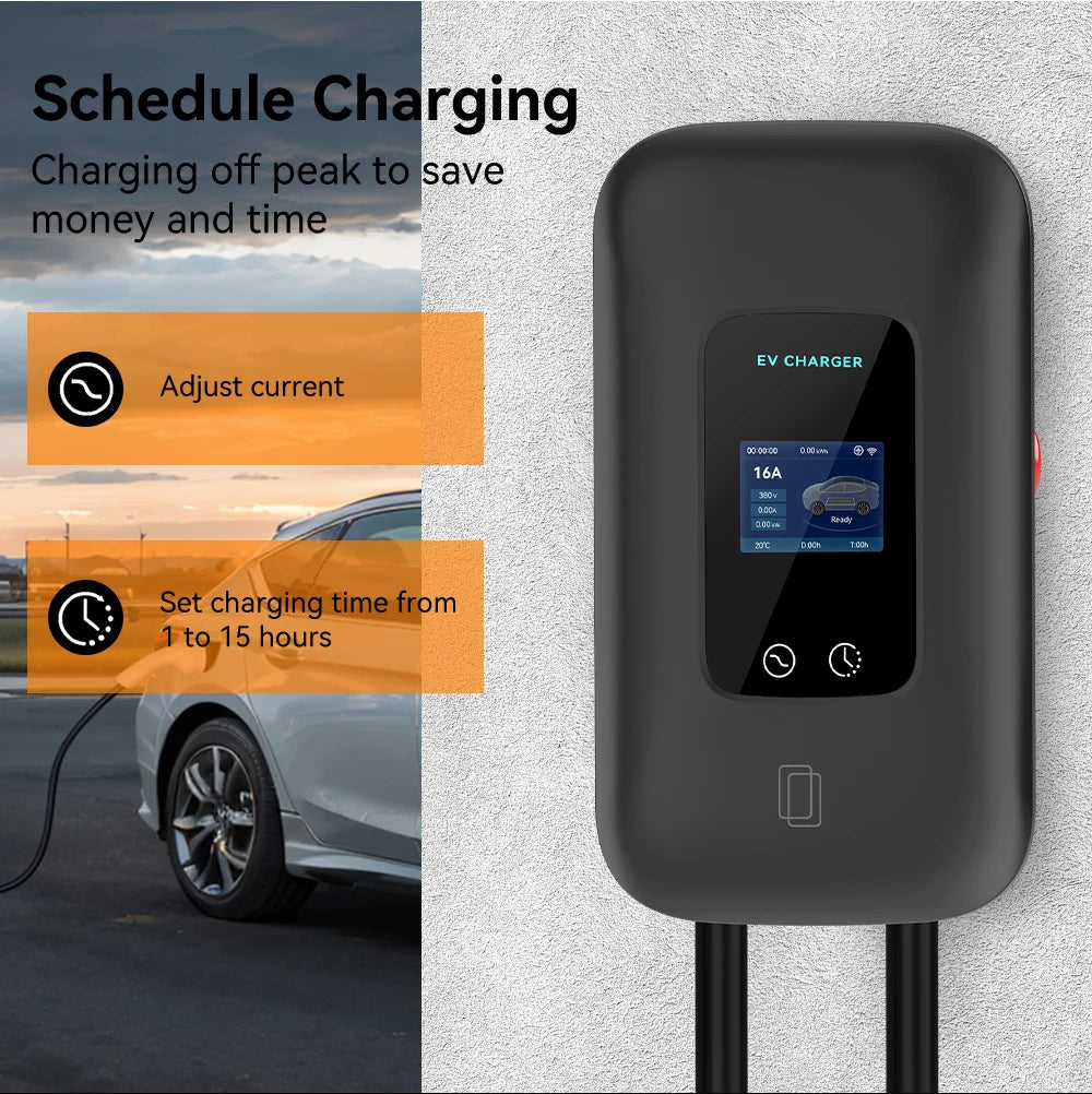 IPENGEN Type2 EV Charger Station 32A 7KW Charging Station 11KW 22KW 3Phase IEC 62196-2 EVSE Wallbox Smart Wireless APP Control