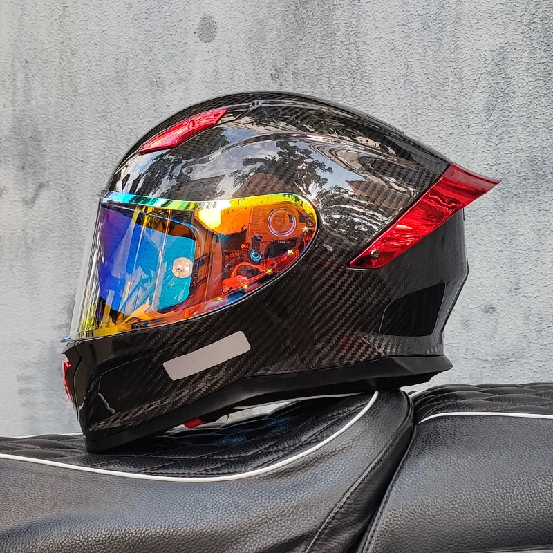 ORZ Carbon Fiber Motorcycle Helmet Four Seasons Full Face DOT Approved Unisex