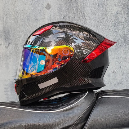ORZ Carbon Fiber Motorcycle Helmet Four Seasons Full Face DOT Approved Unisex