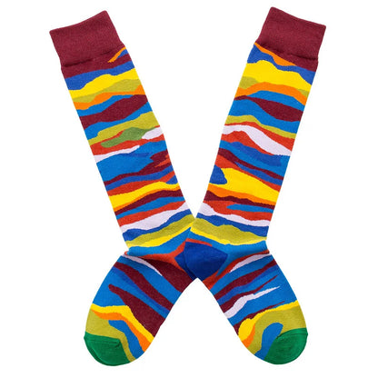 Socks Women's High Tube Calf Knee-length Socks Retro Illustration Art Abstract Street Autumn and Winter Cotton Socks High Sock