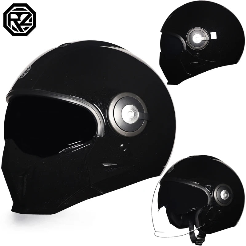 Motorcycle helmet men's and women's retro street bully combination full helmet all season detachable half helmet