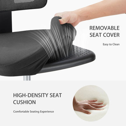 MCQ Armless Office Chairs with Swivel Rolling Wheels Ergonomic Mesh Mid Back Adjustable Height Computer Work Vanity Desk Chairs