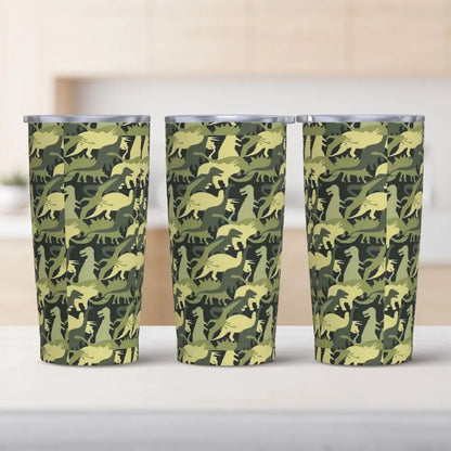 Stainless Steel Tumbler Dinosaur Silhouette Mugs Cup With Straws Animal Beach Cold Drink Water Bottle Insulated Thermal Mug