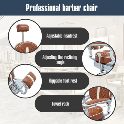 FRNIMAC Heavy Duty Barber Chair, All Purpose Vintage Style Mens Barber Chair Hydraulic Recline Salon Chair, Customized