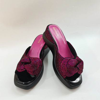 New Trendy Mid-heel Women's Sequins Slippers Outdoor Casual Slippers, High Quality Lady Party Shoes Elegant Shoes F5-1112-2