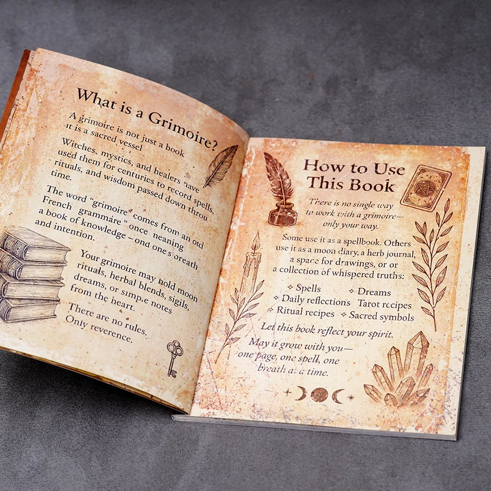 77 Pages Witchcraft Grimoire Pages Book of Shadows Kit with Moon Phases Herbal Lore Spells Gothic Dark Academia Witch Journal