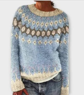 2025 Spring Knitted Women Sweater Print O-neck Long Sleeve Casual Loose Sweaters Female Winter Elegant Trendy Ladies Clothes