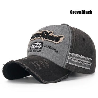 Scratched Brushed Patch Letter Embroidery Distressed Adjustable Cotton Hard Top Baseball Cap Sun Hat Trucker Caps Dad Hats