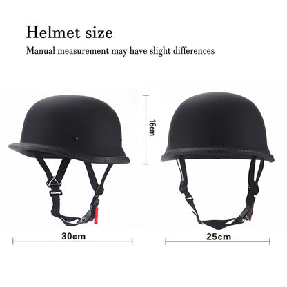 1PCS X M/L/XL/XXL Vintage Motorcycle Cruiser Helmet Half Face German Helmet Motorcycle Helmet Bright Black Car-styling DOT