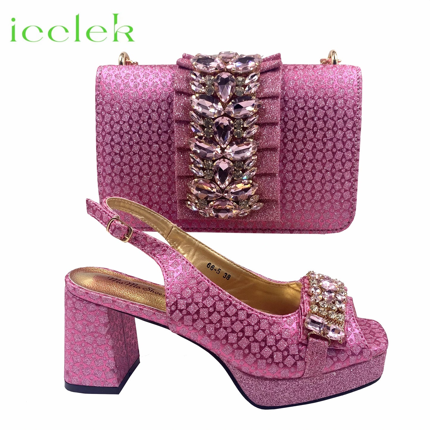 2026 Shiny Italian Fashion Pointed Toe Women Heel Fashion Rhinestone Decoration Silver Color Shoes And Bag Set