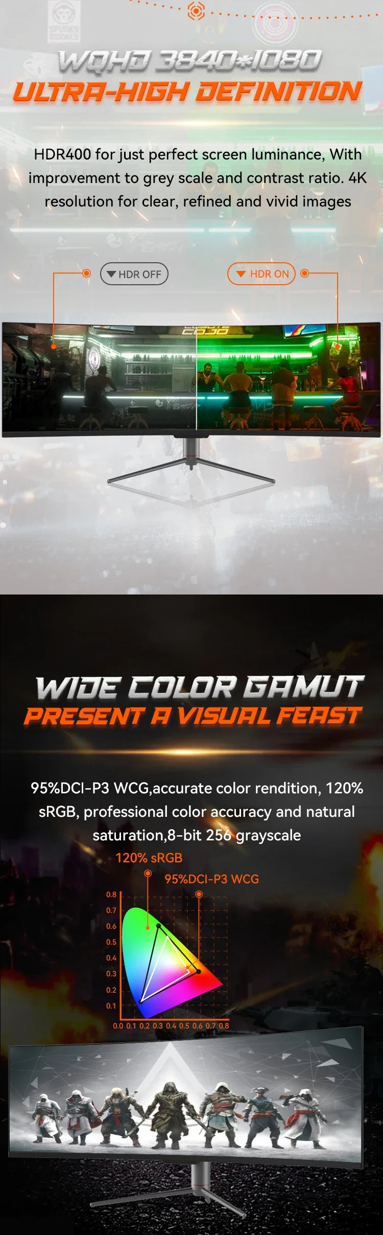 New Factory 4k monito 24 27 32 49 Inch Lcd monitos Curved Borderless Professional 4k Gaming monitos