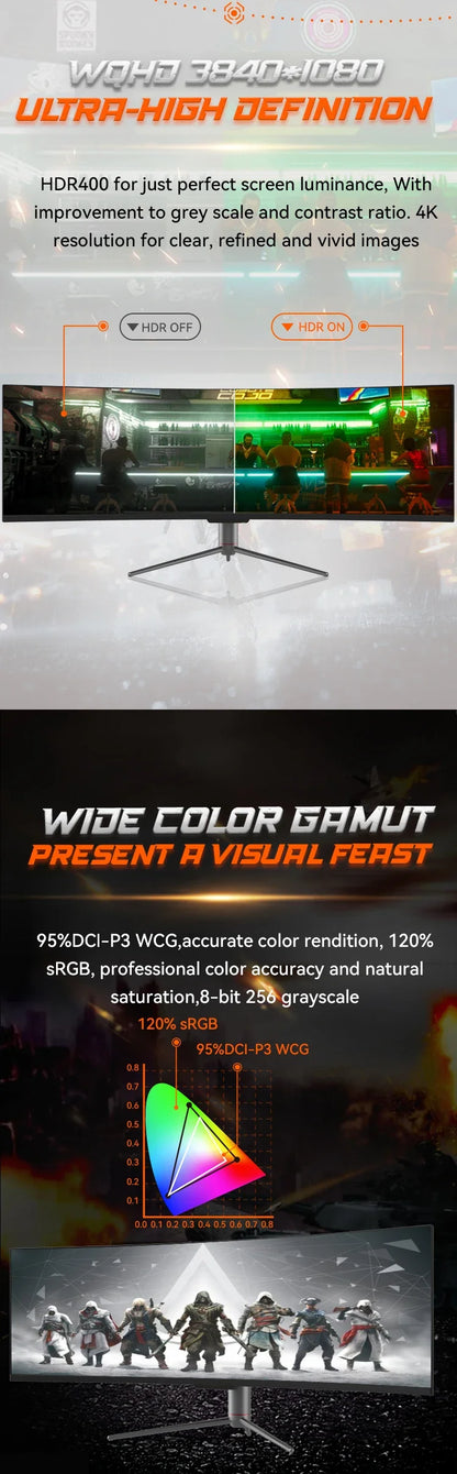New Factory 4k monito 24 27 32 49 Inch Lcd monitos Curved Borderless Professional 4k Gaming monitos