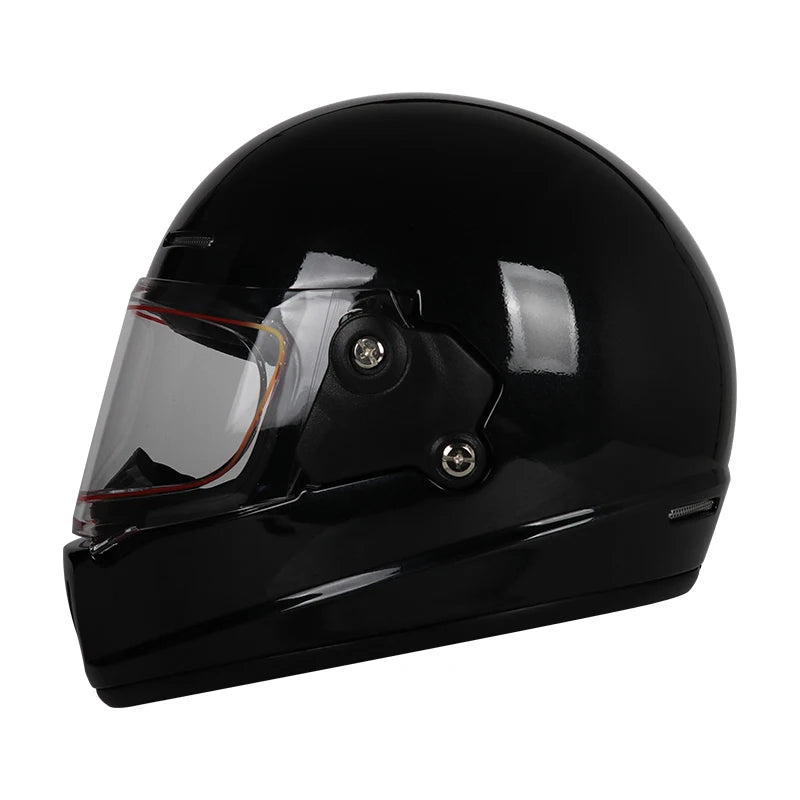 Retro-style full-face helmet with multi-color lenses, ABS material, DOT certified, suitable for all seasons