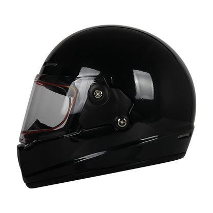 Retro-style full-face helmet with multi-color lenses, ABS material, DOT certified, suitable for all seasons