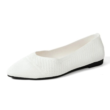 Summer Fashion Solid Color Low-Top Shoes Luxury Round Toe Women's Knit Slip-on Outdoor Walking Shopping Women's Flat Shoes 36-43