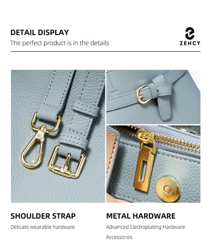 Zency Fashion Genuine Leather Top-handle Bag For Women Luxury Designer Crossbody Bag Zipper Purse Elegant OL Work Bag Tote Sac