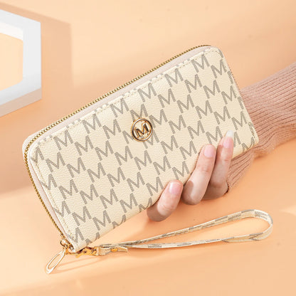Women's Wallet Single Zipper Floral Letter Print Fashionable Coin Purse Compact Money Holder