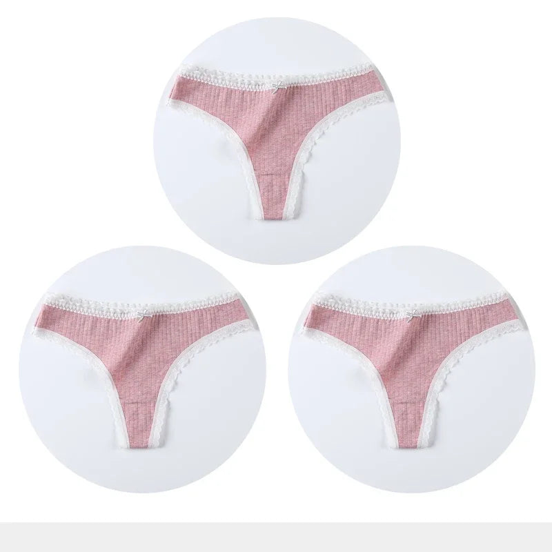 3 Pcs/Set Women Panties G-String Underwear Fashion Thong Sexy Cotton Panties Ladies G-string Soft Lingerie Solid Low Rise Panty