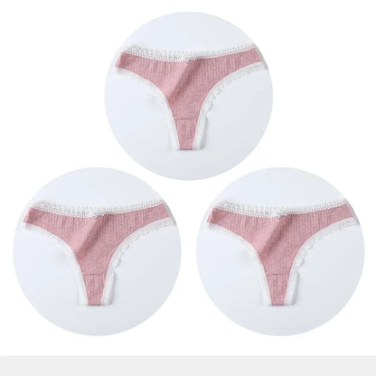 3 Pcs/Set Women Panties G-String Underwear Fashion Thong Sexy Cotton Panties Ladies G-string Soft Lingerie Solid Low Rise Panty