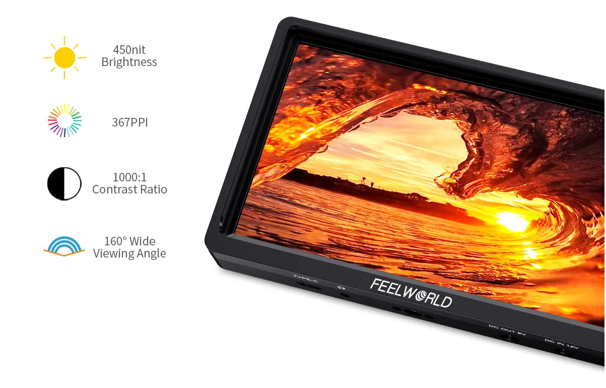 FEELWORLD FW568S 6 Inch 1920X1080 IPS FHD LCD Panel On Camera Field  Monitor 3G SDI 4KHDMI Input Output  for Youtube Gimbal Rig