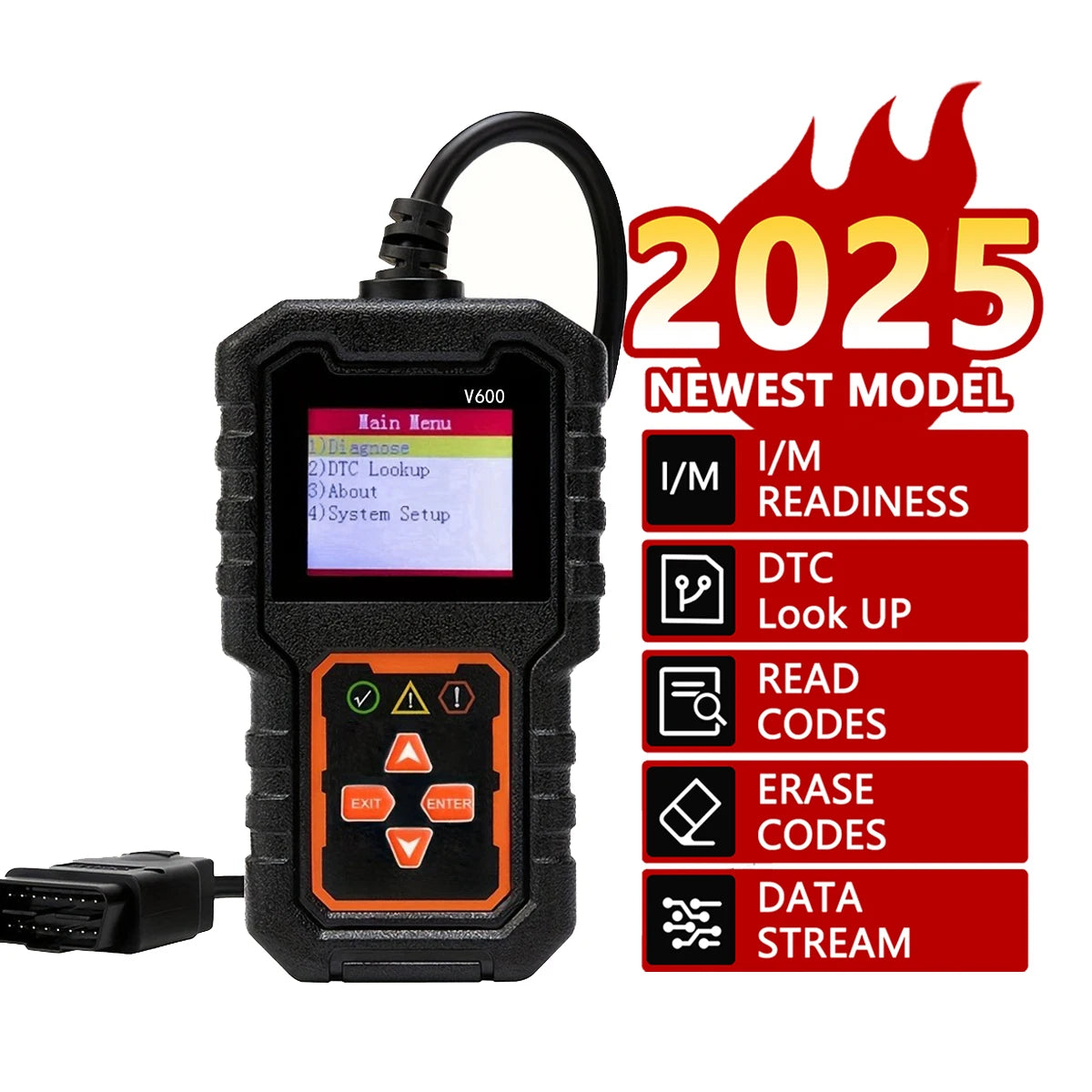 Professional Obd2 Scanner, a Car Fault Code Reader Diagnostic Tool That Has Supported the Obd Ii Protocol since 1996, Supports Reading and Clearing Fault Codes, Battery Testing, No Battery Power Required, USB Powered