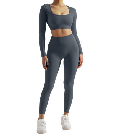 2PCS Yoga Suit Women Sports Set Quick-Drying Gym Set Tracksuit Running Workout Long Sleeve Sports Shirt Yoga Set Yoga Clothing