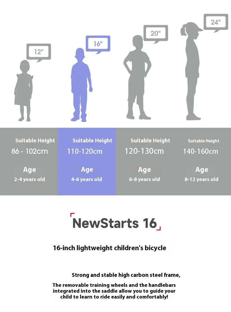 Youth Mountain Bike 16/20 Inch Children's Bicycle for Boys And Girls 6-12 Years Old Student Pedal Bike with Adjustable Frame