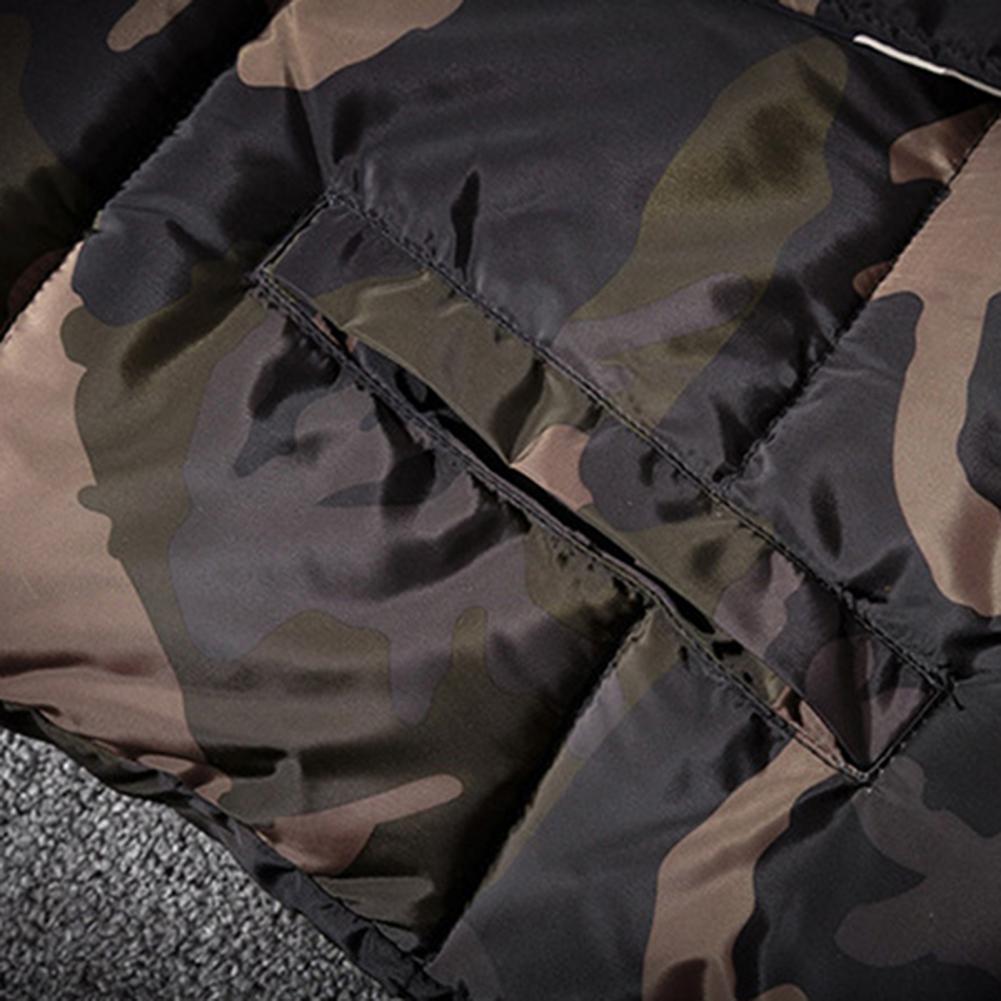 Winter Men Waistcoat Camouflage Thickened Cotton Padded Windproof Zipper Hooded Vest Coat for Daily Wear