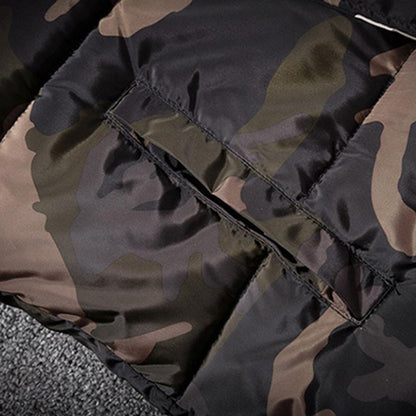 Winter Men Waistcoat Camouflage Thickened Cotton Padded Windproof Zipper Hooded Vest Coat for Daily Wear