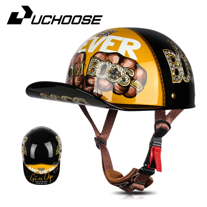 Adult Open Face Summer Retro Motorcycle Vintage Half Helmet Baseball Cap Helmets Children Riding Motocross Men Women