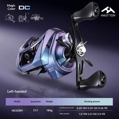 DC Intelligent Baitcasting Reel, Electronic Electromagnetic Brake Anti-Backlash Low Noise Long Cast Fishing Reel w/ Metal Wrench