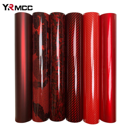 Carbon Fiber Vinyl Wrap Glossy Red Car Stickers Motorcycle Waterproof Vinyl Auto Tuning Self Adhesive Film for Cars Accessories