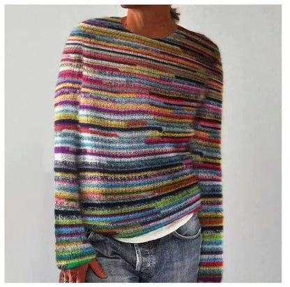 2025 Spring Knitted Women Sweater Print O-neck Long Sleeve Casual Loose Sweaters Female Winter Elegant Trendy Ladies Clothes