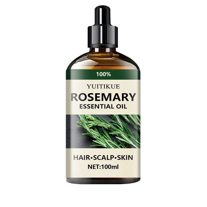 YUITIKUE 100% Pure Rosemary Essential Oil 10ml - For Hair Growth, Scalp Care, Skin & DIY, Natural & Undiluted