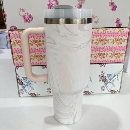 40oz Tumbler withLOGO Handle Lid Straw Stainless Steel Vacuum Insulated Quengher H2.0 Thermos Cup Silicone Boot for Stanleys