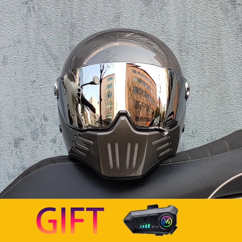 Retro motorcycle helmet Casco cruising motorcycle rider modular helmet full helmet with Bluetooth earphones included ORZ-728