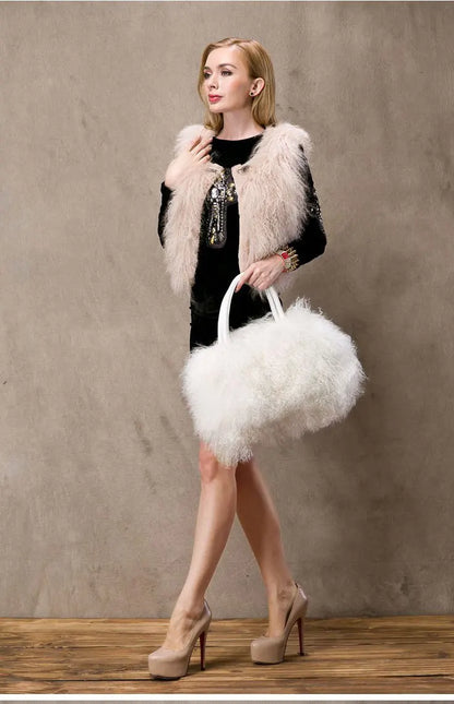 Wool Bag Cute And Versatile Winter Handbag Wool Large Capacity Woman Bags Relaxed Texture Furry Women Fashion Tote Shoulder Bag
