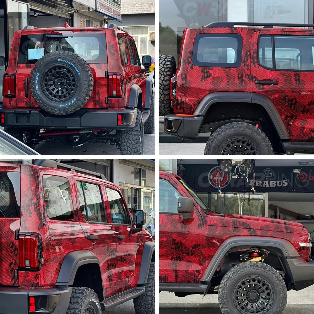 Red Series Wrap Vinyl Car Wrapping Film Bubble-free Vehicle Decoration PET Waterproof External Car Stickers Carbon Fiber Glossy
