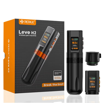 PEPAX Leve H2 Wireless Tattoo Machine Pen 2pcs Battery Tattoo Pen Machine Brushless Motor 3.5/4.2/5.0MM Stroke
