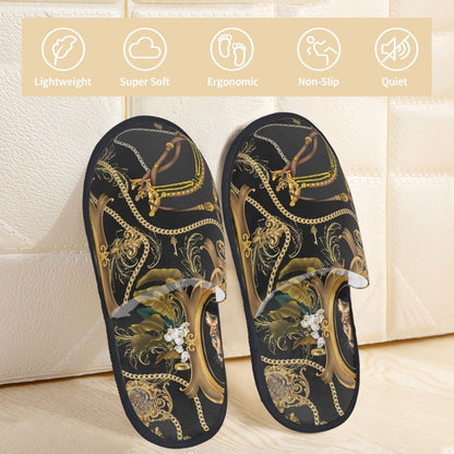 Custom Queen Of Absolutely Everything Gold Baroque Soft Memory Foam House Slippers Women Comfy Warm Anti-skid Sole Slipper