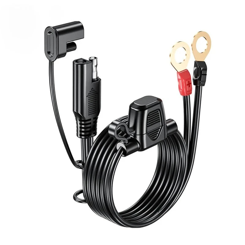 60cm/180cm Quick Release SAE Cable w/ 10A Fuse Terminal O Connector Battery Charger Extension Adapter Wire 16AWG Terminal