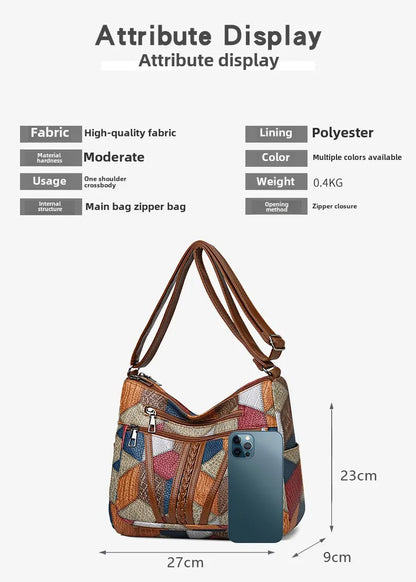 Women's Elegant Vintage Crossbody Bag Trendy HandBag Fashion Multi-pockets Shoulder Bag All-match Retro Crossbody Bag for Daily