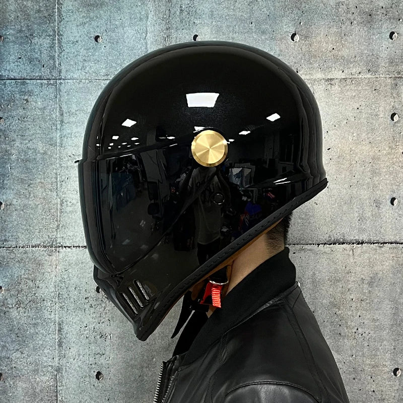 Dot-approved, motorcycle full-cover vintage helmet, Cafe cruiser helmet, PC lenses, suede lining