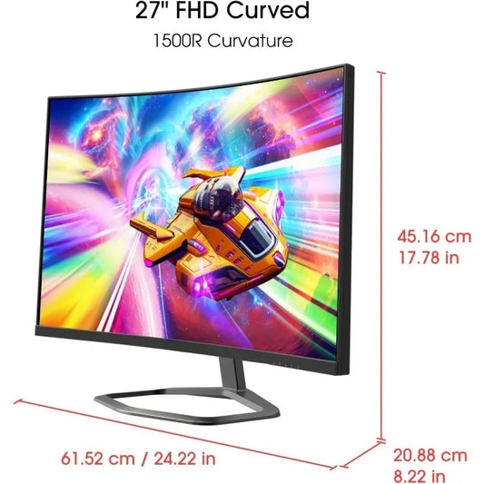 27 Inch Curved Gaming Monitor 240Hz FreeSync 1ms Response DP HDMI 99% sRGB Built-in Speakers