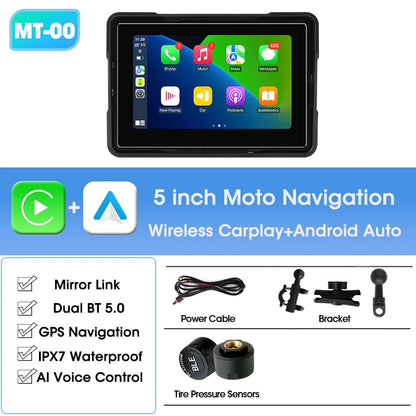 Jansite 5/7 inch Portable Carplay Motorcycle DVR GPS Navigation IPX7 Waterproof LCD Display For Wireless CarPlay Android Auto