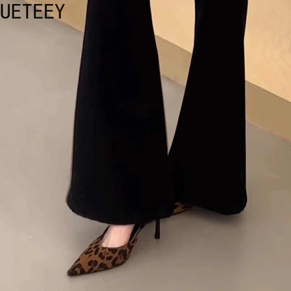 2025 Summer Leopard High Heel Women Sandals Fashion Pointed Toe Shoes Design Style Banquet Party Sandals Shoes